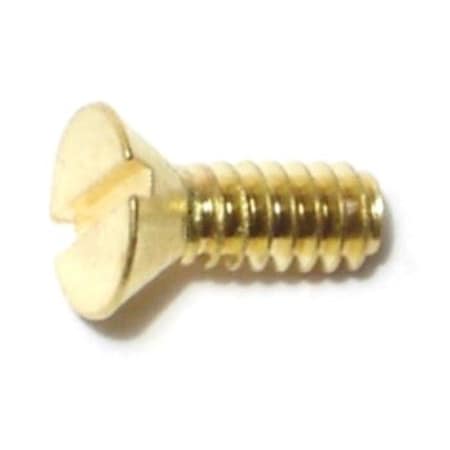 Midwest Fastener #6-32 x 3/8 in Slotted Flat Machine Screw, Plain Brass, 40 PK 61991